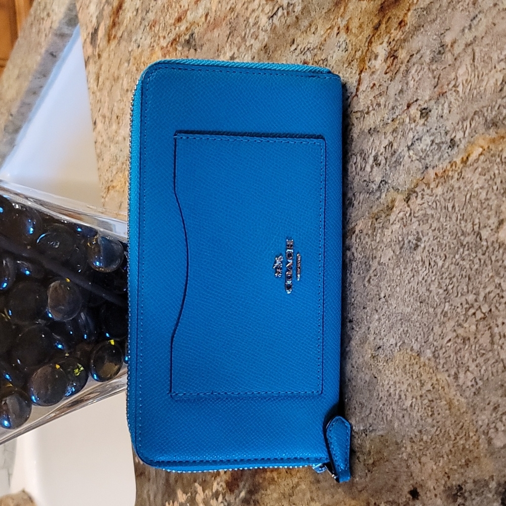 Coach Ziparound Peacock Blue Wallet